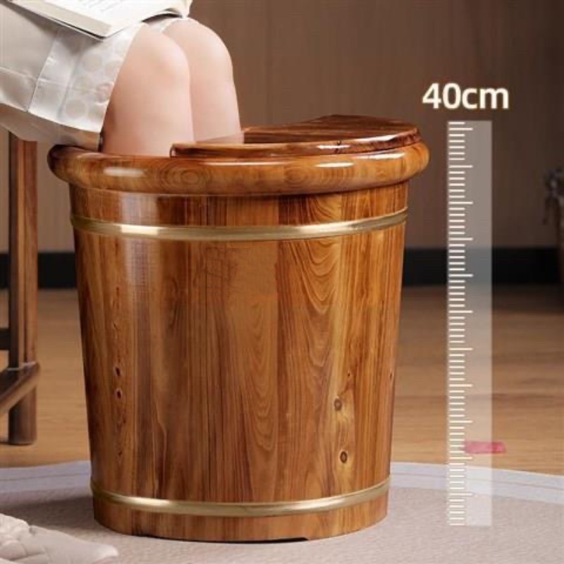 Spa Massager - Ahşap Ayak Banyosu Kovası, Masif Ahşap