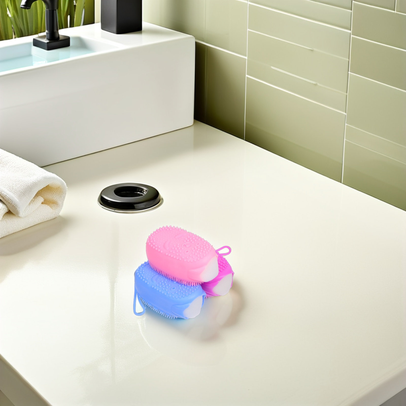 Body Brush - 3 Adet Silikon Duş Fırçası, Çift